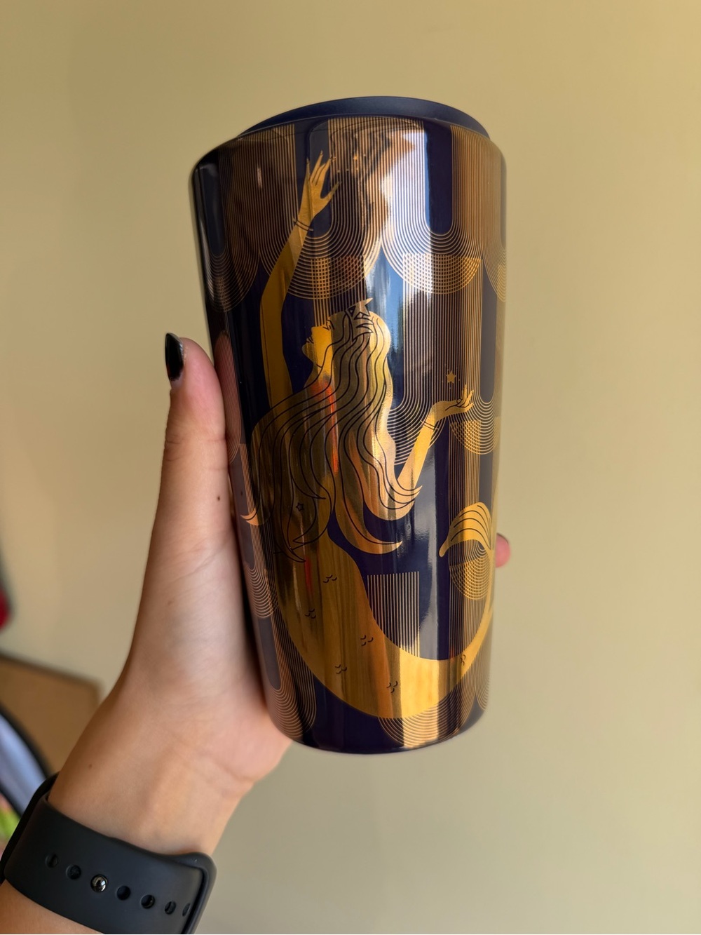 Starbucks Gold Mermaid on Navy Stainless Tumbler